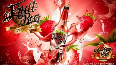 طرح لایه باز نوشیدنی توت فرنگی